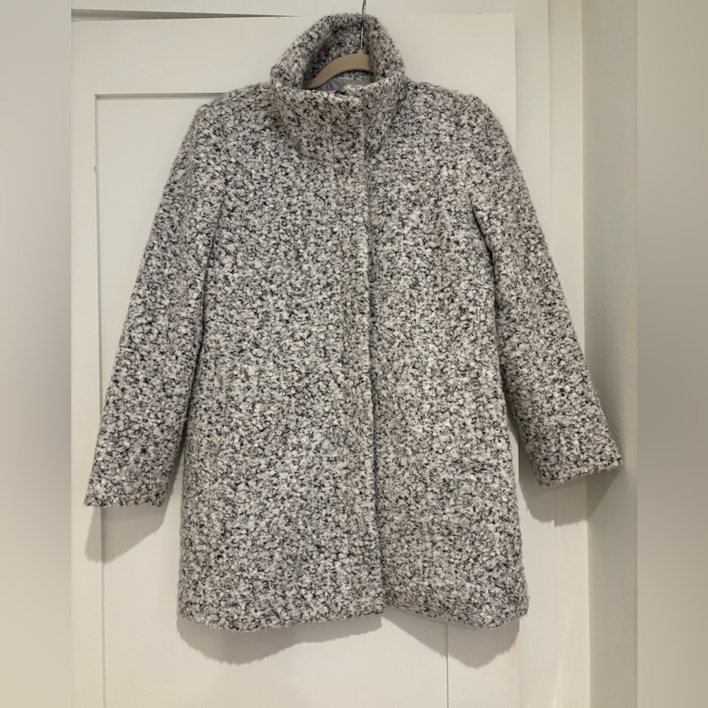 LOFT Petite Marled Boucle Funnel Neck Coat